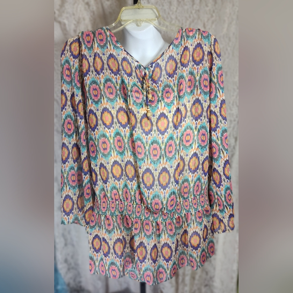 Jaclyn Smith Multicolor Patterned Women's Top And Camisole Set NWOT